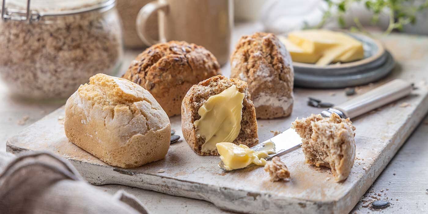 Penny Loaf sliced with butter