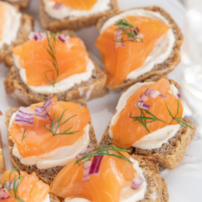 Sour Cream and Smoked salmon Penny Canapes with Penny Loaves